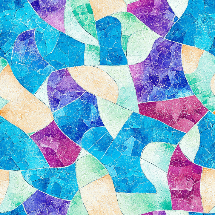 Mosaic With Colorful Cracked Ceramic-Like Pieces seamless PBR texture preview