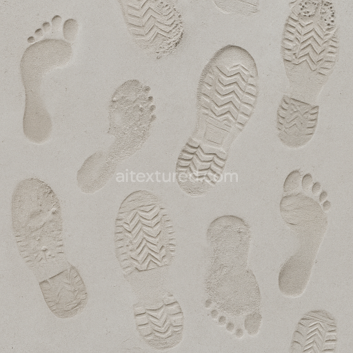 Seamless 3d texture pbr 8k of human footprints on cement surface with footprint smudge