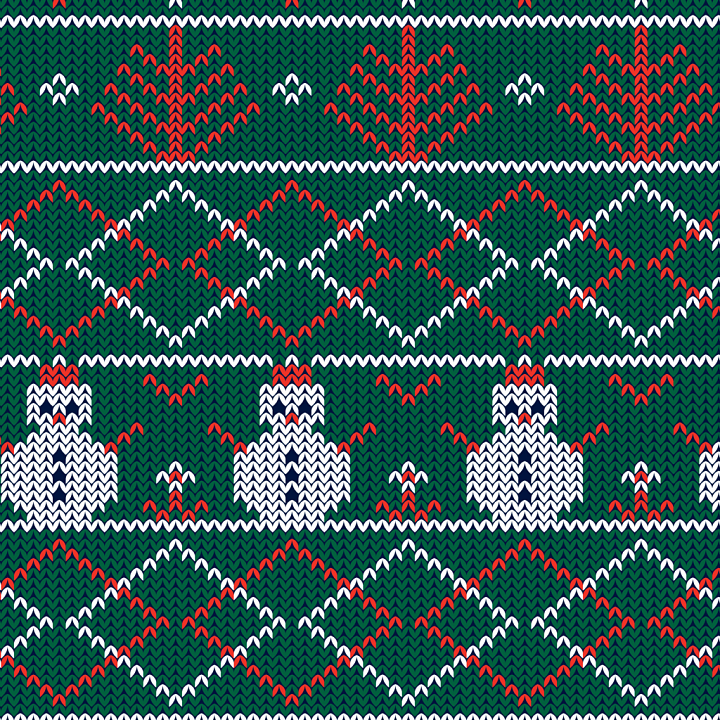 Knitted Christmas Sweater with Snowmen and Holiday Patterns seamless PBR texture preview