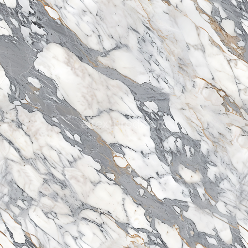 Seamless 3D Arabescato Corchia White Marble PBR Texture with Bold Grey Veins and Gold Accents