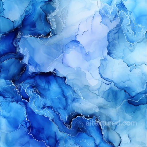 Alcohol Ink PBR Texture with Blue Fluid Waves and Delicate Veins seamless Alcohol ink PBR texture