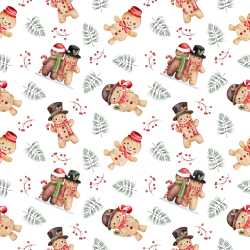 Pattern Bundle - Seamless 3D Pattern PBR Texture Featuring Festive Gingerbread Characters and Holiday Foli… texture preview
