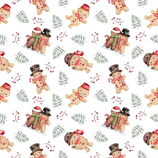 Pattern PBR Texture Featuring Festive Gingerbread Characters and Holiday Foliage seamless Pattern Bundle PBR texture
