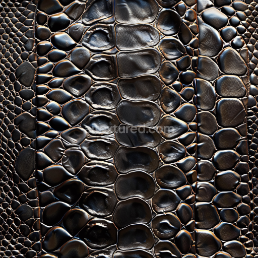Preview — Seamless 3D Black Crocodile Leather PBR Texture with Glossy Scaled Surface