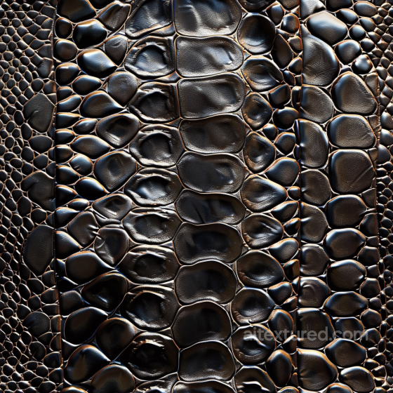 Black Crocodile Leather PBR Texture with Glossy Scaled Surface Leather texture preview
