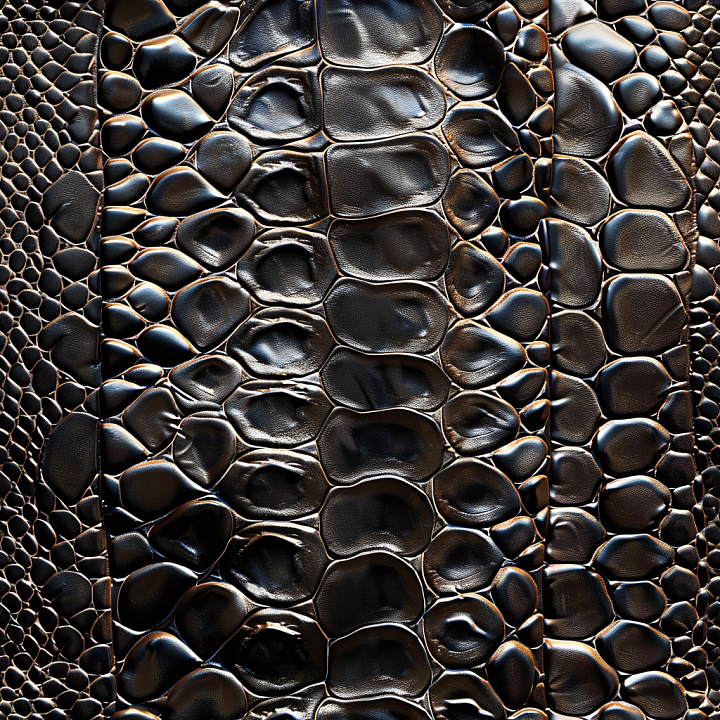 Black Crocodile Leather with Glossy Scaled Surface seamless PBR texture preview