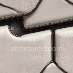 seamless Seamless 3D Cream Pebbled Leather PBR Texture with Black Stitching and Padded Panels texture 8k free download PBR