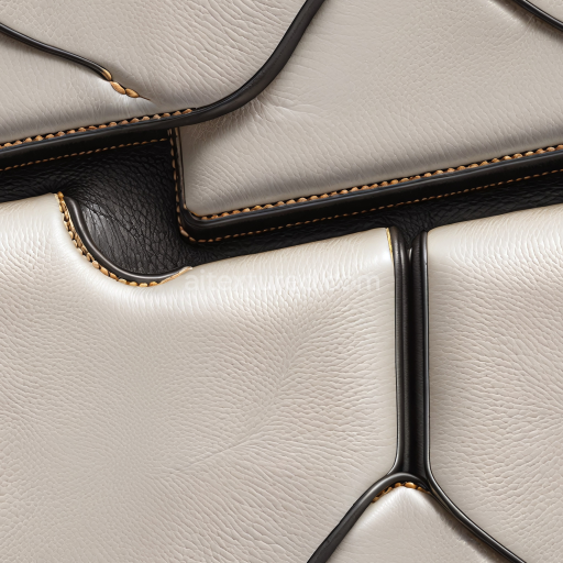Seamless 3D Cream Pebbled Leather PBR Texture with Black Stitching and Padded Panels