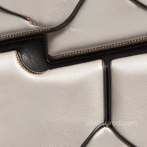 Cream Pebbled Leather PBR Texture with Black Stitching and Padded Panels seamless Leather PBR texture