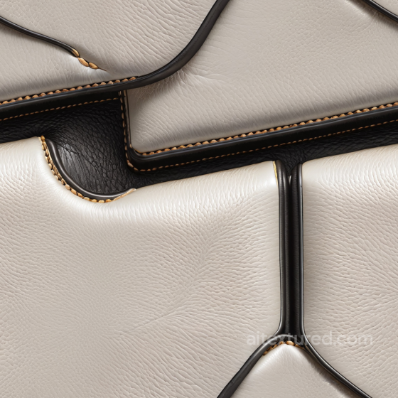 Cream Pebbled Leather PBR Texture with Black Stitching and Padded Panels Leather texture preview