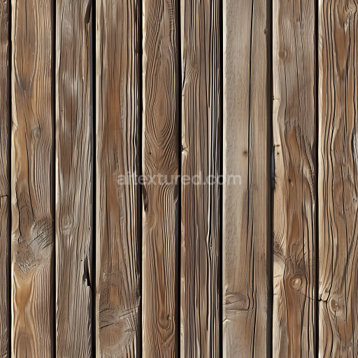 Seamless 3D PBR Texture of Weathered Wood Planks with Knots and Grain Detail
