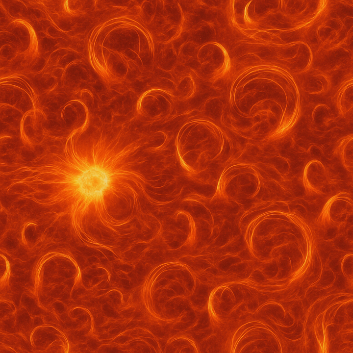 Solar Flare With Solar Prominence And Coronal Loops Detail In seamless PBR texture preview