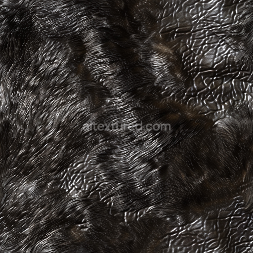 Seamless 3D PBR Glossy Wrinkled Black Leather Texture With Deep Grain