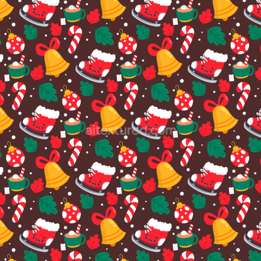 Seamless 3D PBR Christmas Digital Paper Texture with Festive Icons