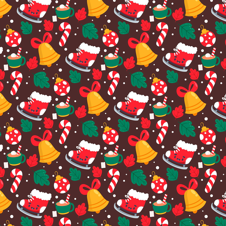 Christmas Digital Paper with Festive Icons seamless PBR texture preview
