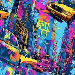 seamless Seamless 3D PBR Texture of Vibrant Urban Graffiti Cityscape with Neon Hues texture 8k free download PBR