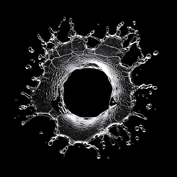 Transparent Water Splash Hole with Dynamic Drops seamless PBR texture preview