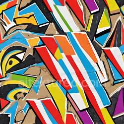 seamless Seamless 3D PBR Texture of Vibrant Abstract Geometric Graffiti with Bold Colors texture 8k free download PBR