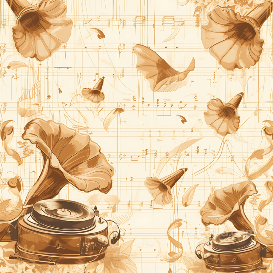 Featuring Vintage Gramophone and Sheet Music Design Vintage Scrapbook texture preview