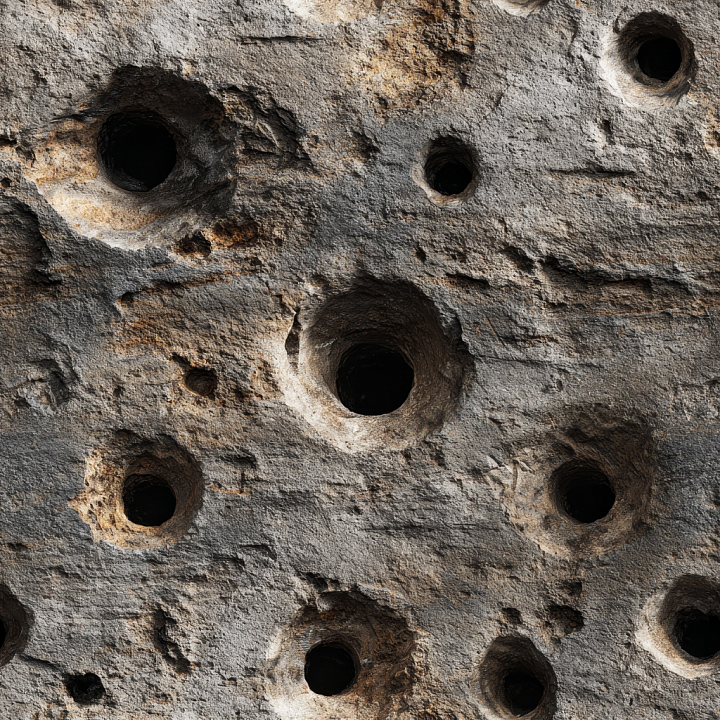 Weathered Pitted Stone Surface with Natural Erosion seamless PBR texture preview