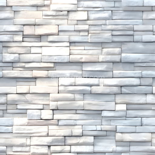 Seamless 3D Cracked White Brick Wall PBR Texture with Subtle Chips