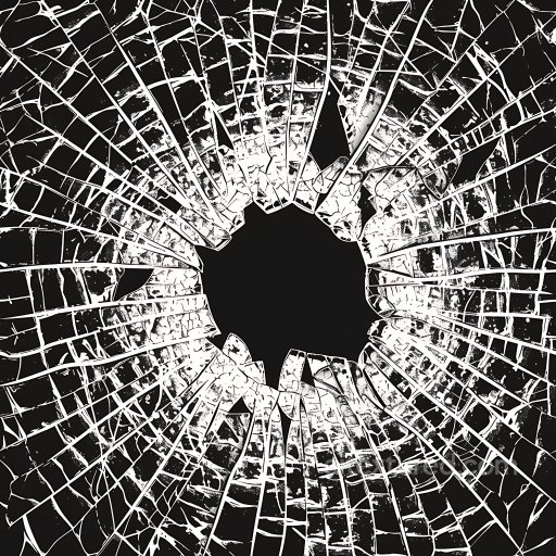 shattered glass cracked and hole PBR texture in black & white seamless Cracked & Holes PBR texture