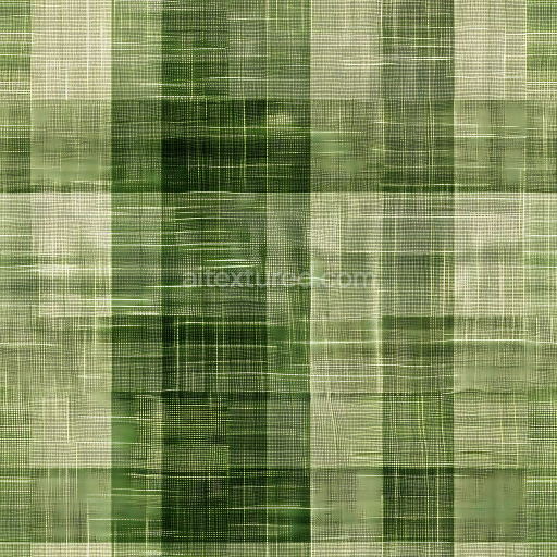 Seamless 3D PBR Texture of Green Plaid Linen Fabric with Subtle Weave Detail