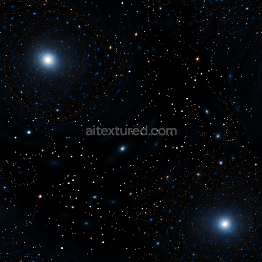 Seamless 3D Space PBR Texture Featuring Dual Galaxy Vortex with Starfield