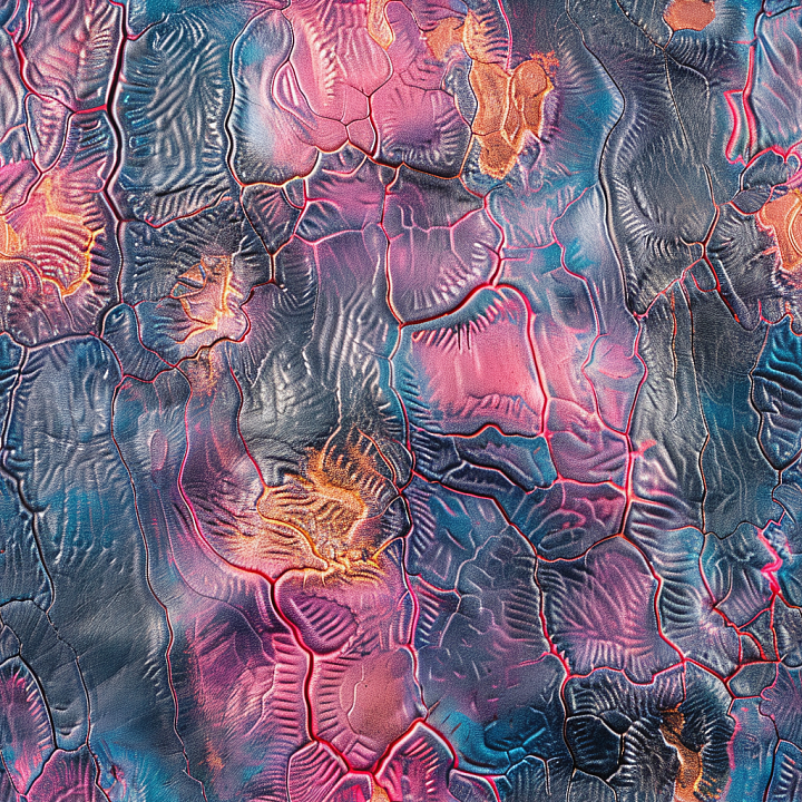 Cracked Leather in Multicolor with Deep Grain and Highlights seamless PBR texture preview
