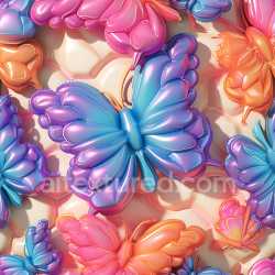 seamless Seamless 3D Inflated PBR Texture Featuring Colorful Butterfly-Shaped Vinyl Balloons texture 8k free download PBR