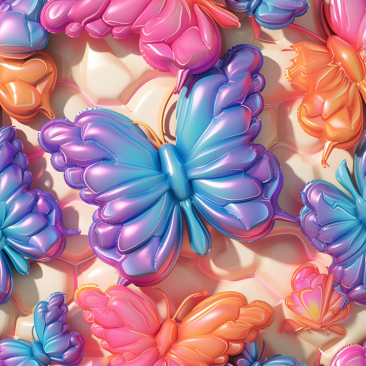 Inflated Featuring Colorful Butterfly-Shaped Vinyl Balloons seamless PBR texture preview