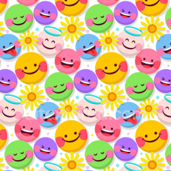 seamless Seamless 3D PBR Texture Featuring Colorful Happy Face Pattern with Smiley Emojis texture 8k free download PBR