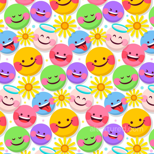 Featuring Colorful Happy Face Pattern with Smiley Emojis seamless Happy Face pattern PBR texture