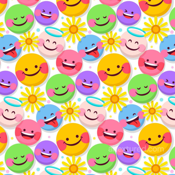 Featuring Colorful Happy Face Pattern with Smiley Emojis Happy Face pattern texture preview