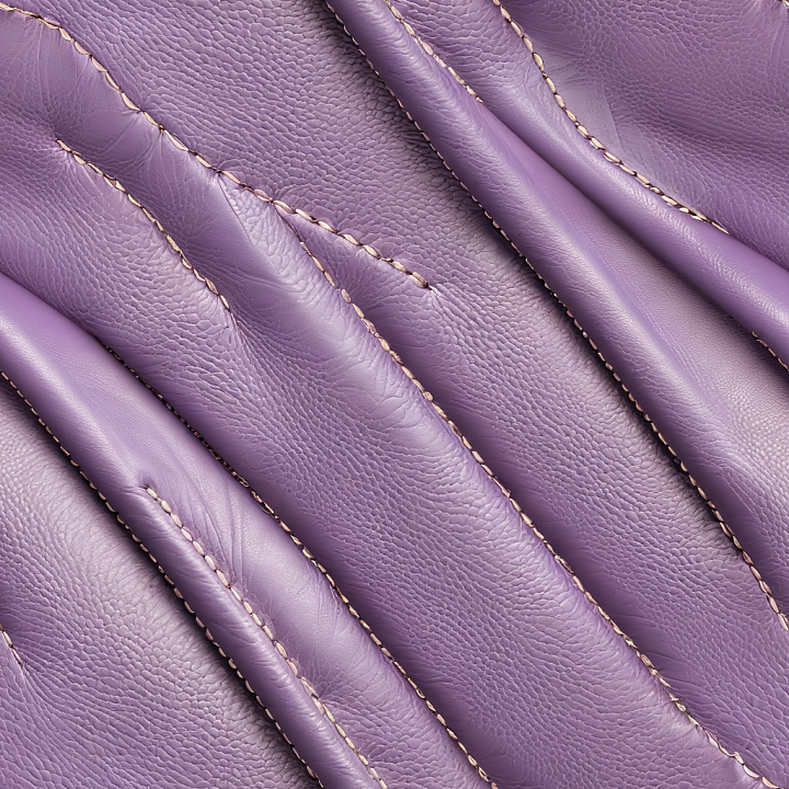 Lavender Pebbled Leather With Distinctive Stitched Panels And Gentle Fo… seamless PBR texture preview