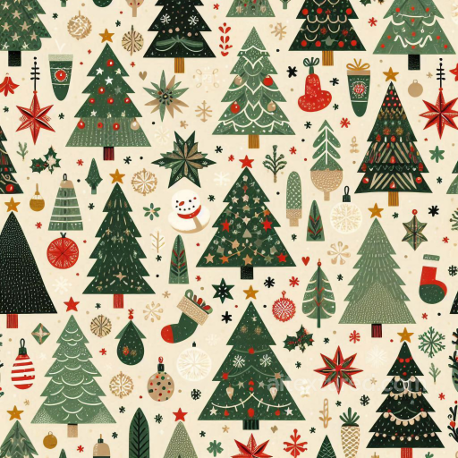 Featuring Handcrafted Christmas Trees & Ornaments seamless All Christmas Digital paper PBR texture