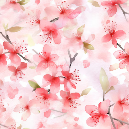 Seamless 3D PBR Texture of Soft Pink Watercolor Flowers with Delicate Petals