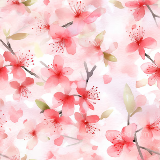 Pink Flower Texture of Soft Pink Watercolor Flowers with Delicate Petals seamless Pink Flower PBR texture