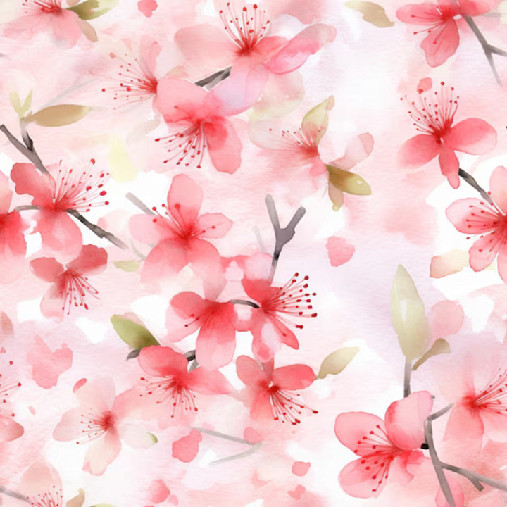 Pink Flower of Soft Pink Watercolor Flowers with Delicate Petals seamless PBR texture preview