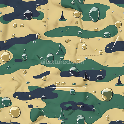 Seamless 3D Woodland Camouflage PBR Texture with Water-Repellent Fabric Detail