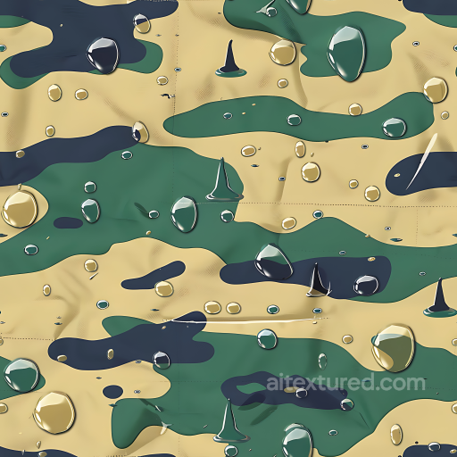 Woodland Camouflage PBR Texture with Water-Repellent Fabric Detail seamless Color Camouflage PBR texture