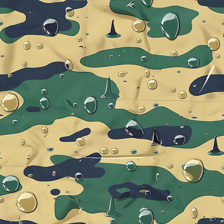 Woodland Camouflage with Water-Repellent Fabric Detail seamless PBR texture preview