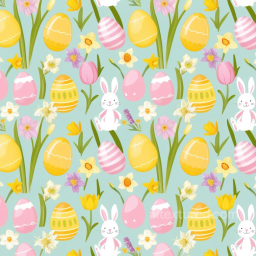 Featuring Easter Eggs, Bunnies, and Spring Flowers seamless All Christmas Digital paper PBR texture