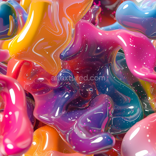 Seamless 3D Inflated PBR Texture of Colorful Glossy Polymer Blobs