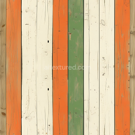 Seamless 3D PBR Texture of Worn Painted Wood Planks with Rustic Details