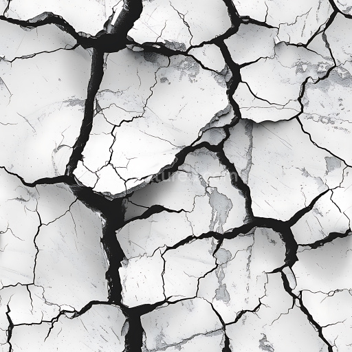 Preview — Seamless 3D Cracked White Plaster PBR Texture with Deep Fractures and Chipped Edges