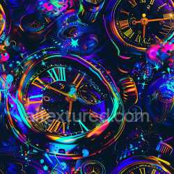 seamless Seamless 3D PBR Graffiti Texture Featuring Vivid Neon Clock Faces and Paint Splatter texture 8k free download PBR