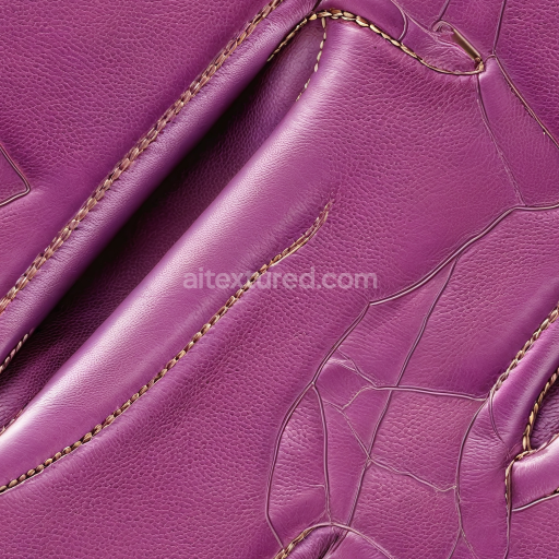 Seamless 3D PBR Smooth Purple Leather Texture with Prominent Stitching and Wrinkles