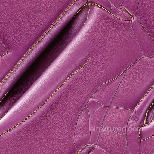 Smooth Purple Leather Texture with Prominent Stitching and Wrinkles seamless Leather PBR texture