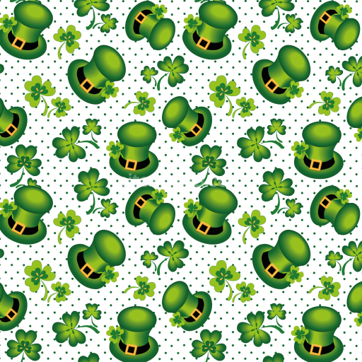 Seamless 3D PBR Texture of St Patrick’s Green Top Hats and Shamrocks